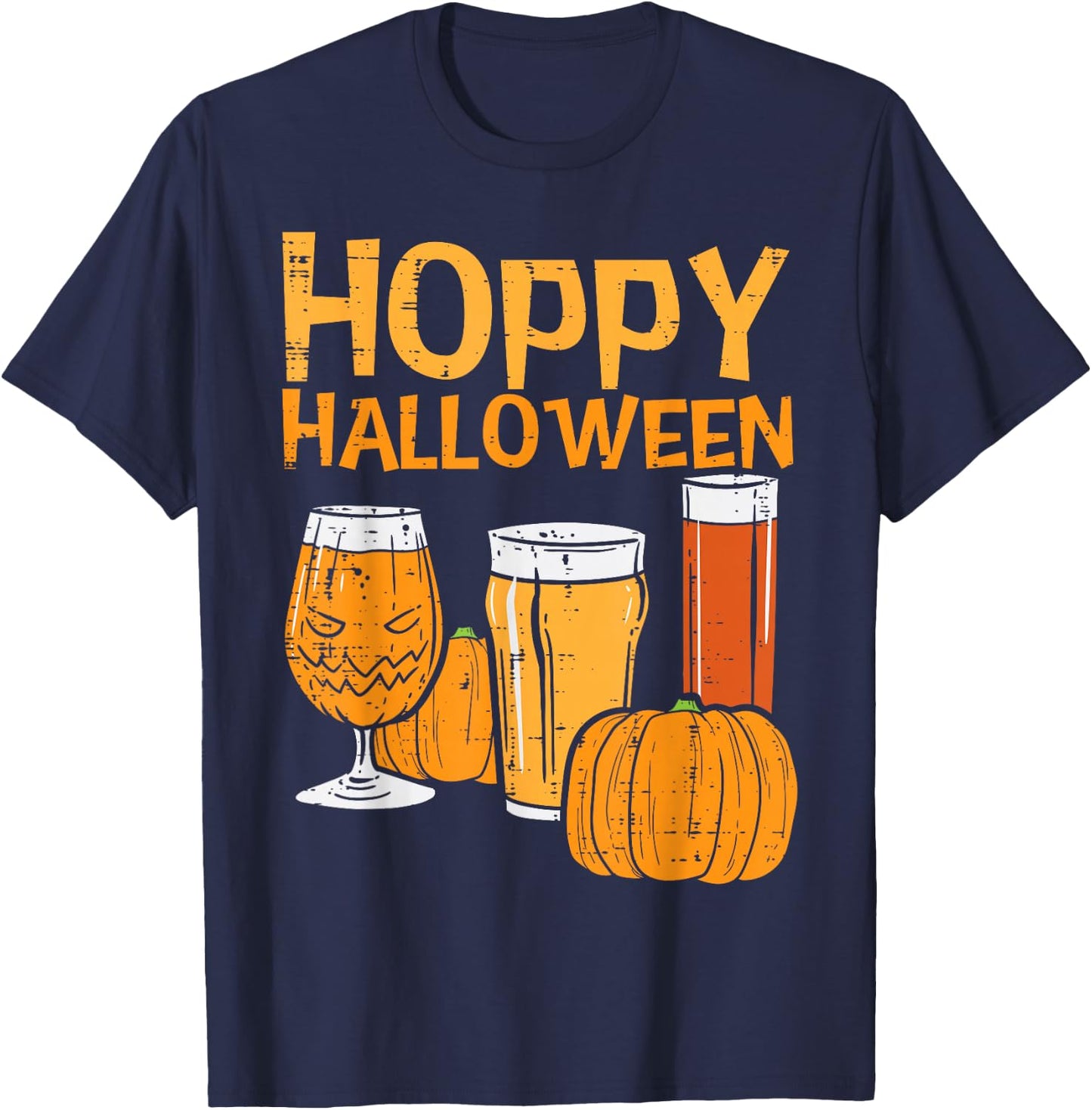 Hoppy Halloween Funny Dad Halloween Beer Men Grandpa Uncle T-Shirt - T-Shirt | Navy