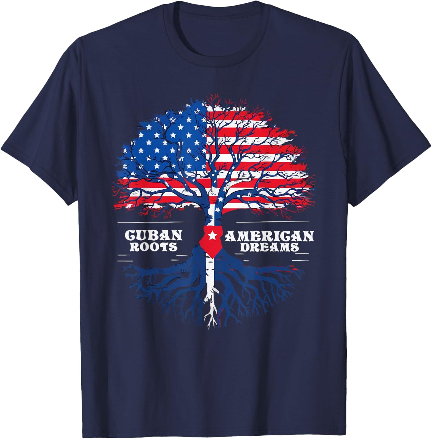 Half Cuban Half American USA Flag Cuba America T-Shirt - T-Shirt | Navy