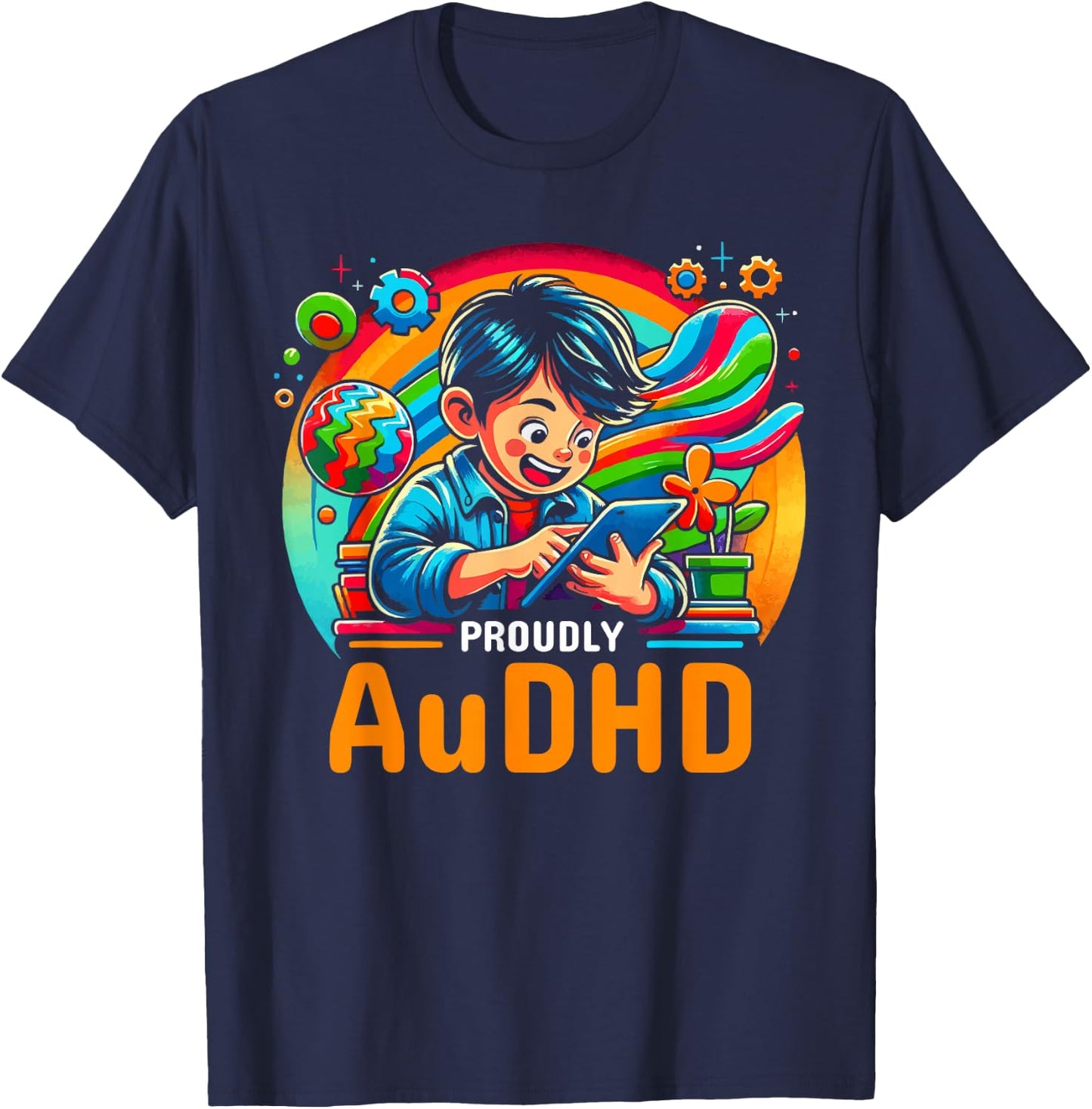 AuDHD Autism ADHD Autistic Spectrum Neurodiversity T-Shirt - T-Shirt | Navy