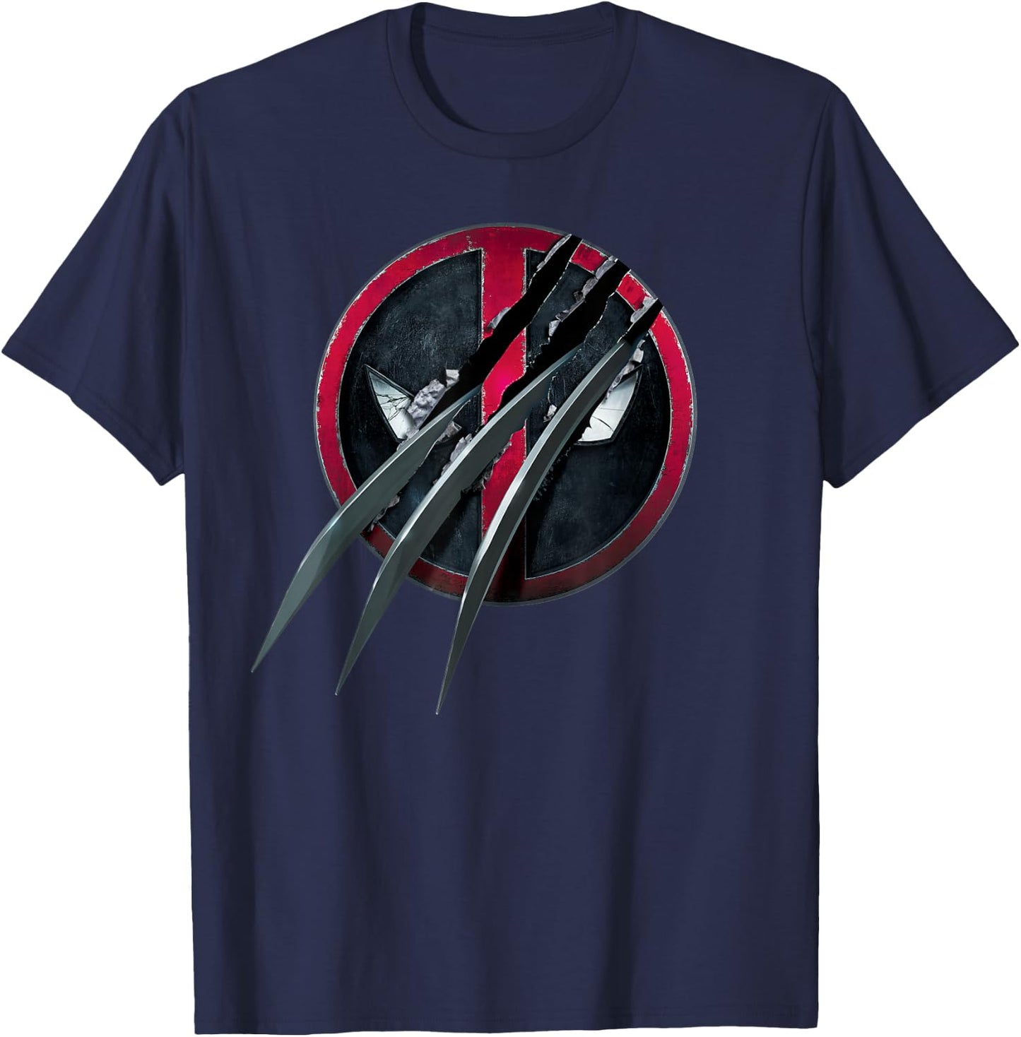 Marvel Studios Deadpool & Wolverine Slashed Icon with Claws T-Shirt - T-Shirt | Navy