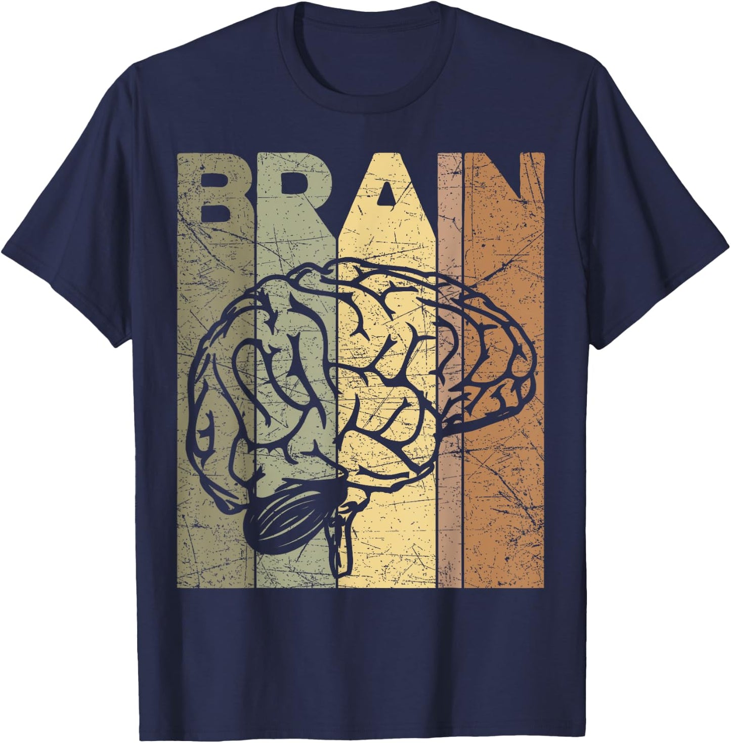 Brain Vintage Neurologist Retro Brain Section Neurology T-Shirt - T-Shirt | Navy