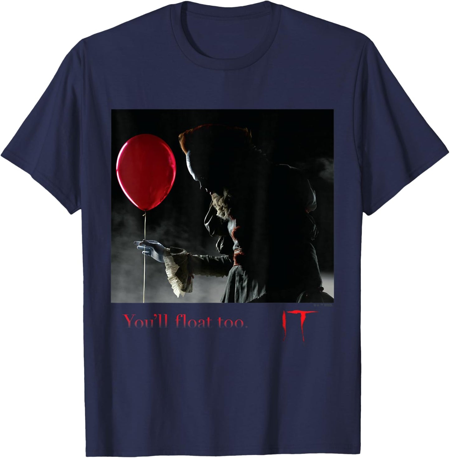 IT Films/TV Series - Pennywise You'll Float Too Red Balloon T-Shirt - T-Shirt | Navy