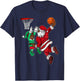 African American Santa Elf Playing Basketball Black Boys Men T-Shirt - T-Shirt | Navy