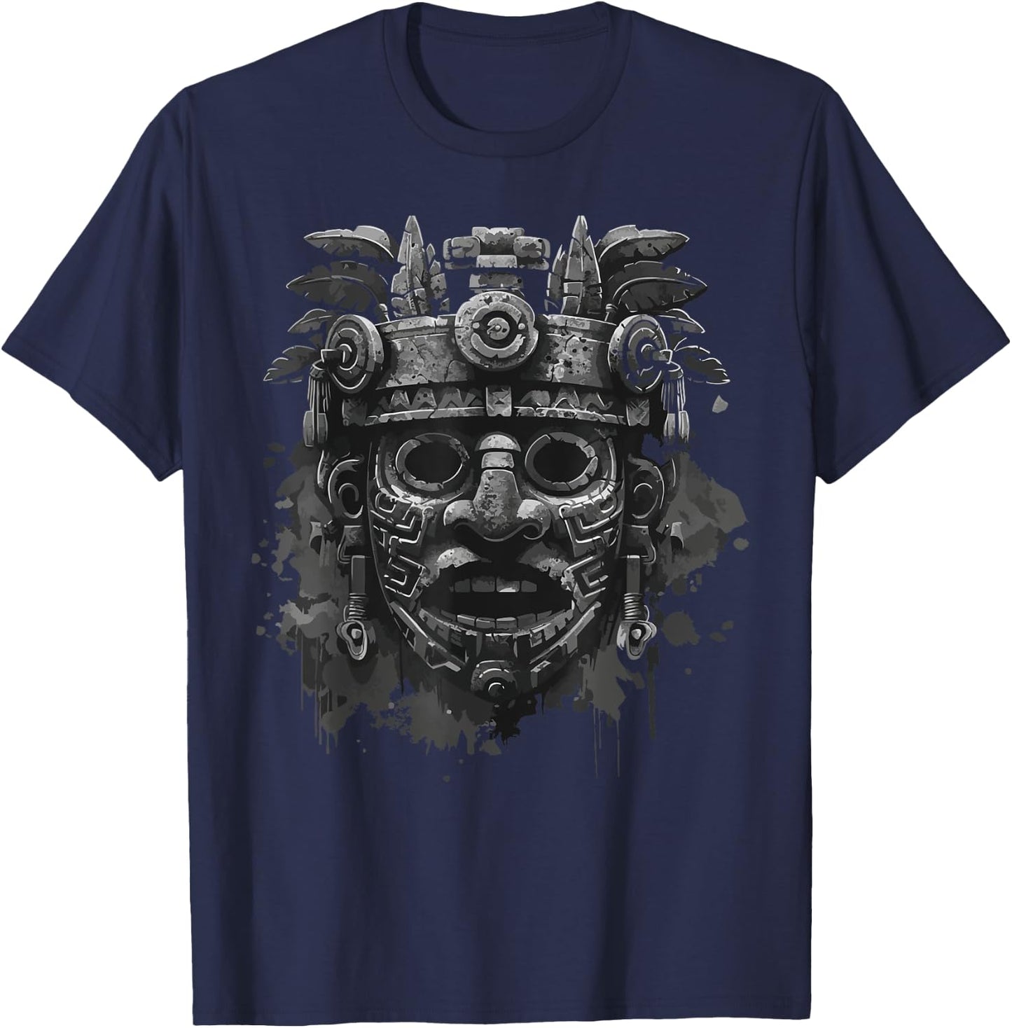 Aztec God Aztec Culture Mayan Indigenous Tlaloc Statue T-Shirt - T-Shirt | Navy