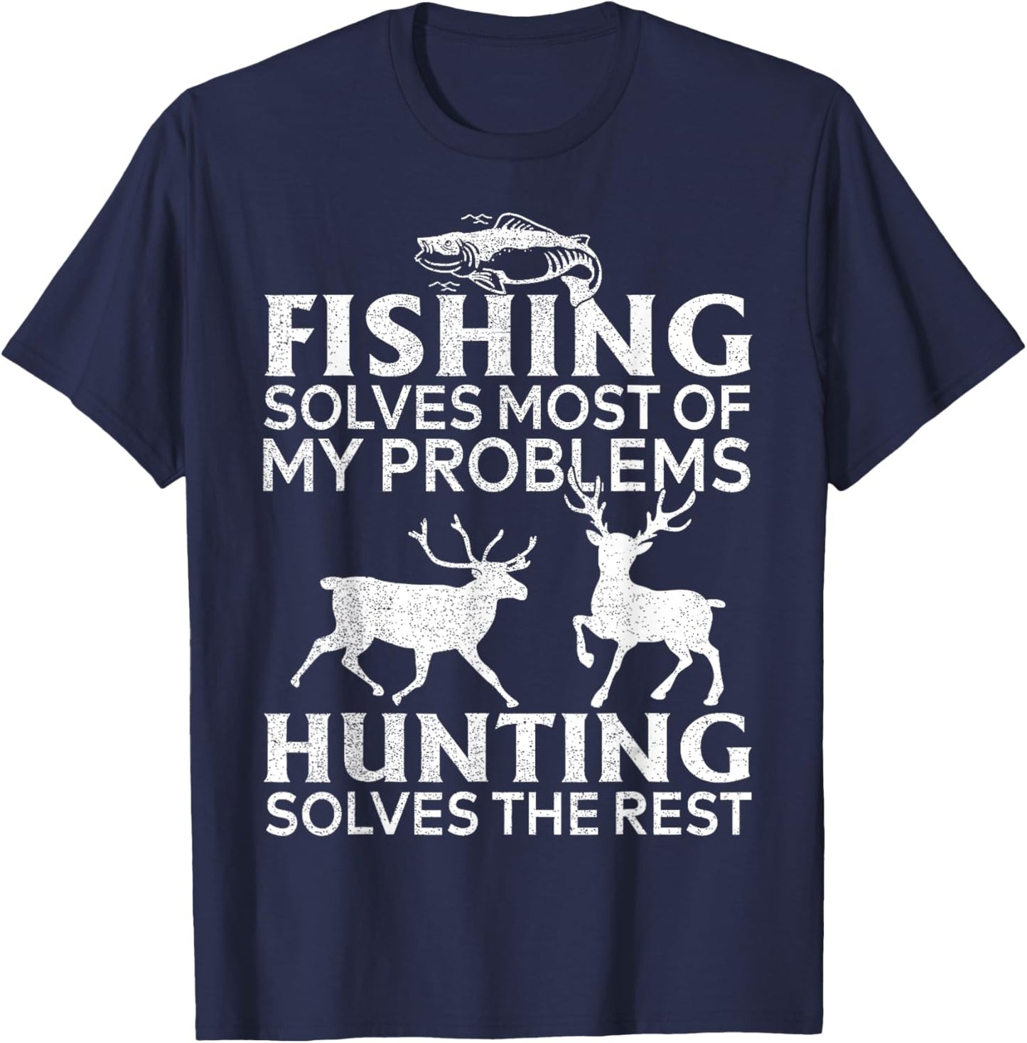 Funny Fishing And Hunting Gift Christmas Humor Hunter Cool T-Shirt - T-Shirt | Navy