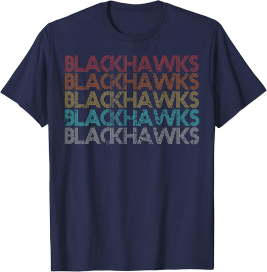 Retro Vintage Blackhawks T-Shirt - T-Shirt | Navy