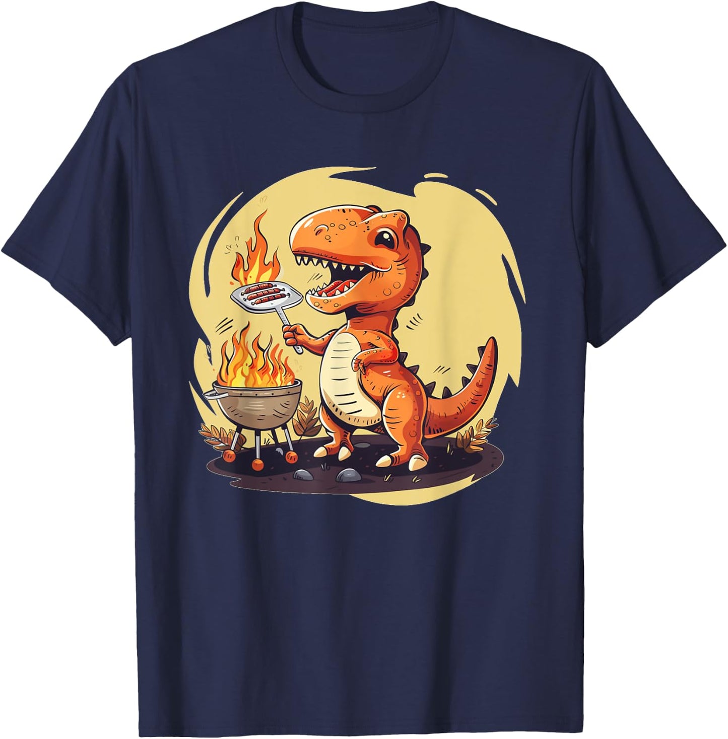 Funny Summer Barbecue for Dinosaur Boys and Girls T-Shirt - T-Shirt | Navy