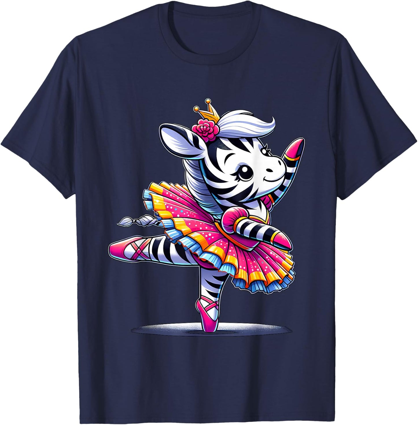 Ballerina Zebra Dancing T-Shirt - T-Shirt | Navy
