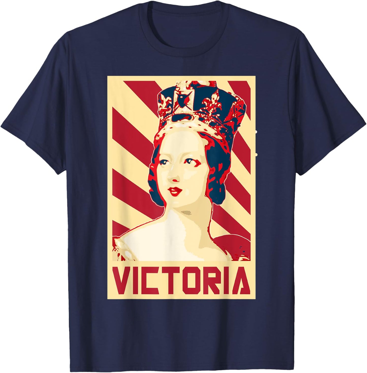 Victoria Queen Of England Retro Propaganda T-Shirt - T-Shirt | Navy