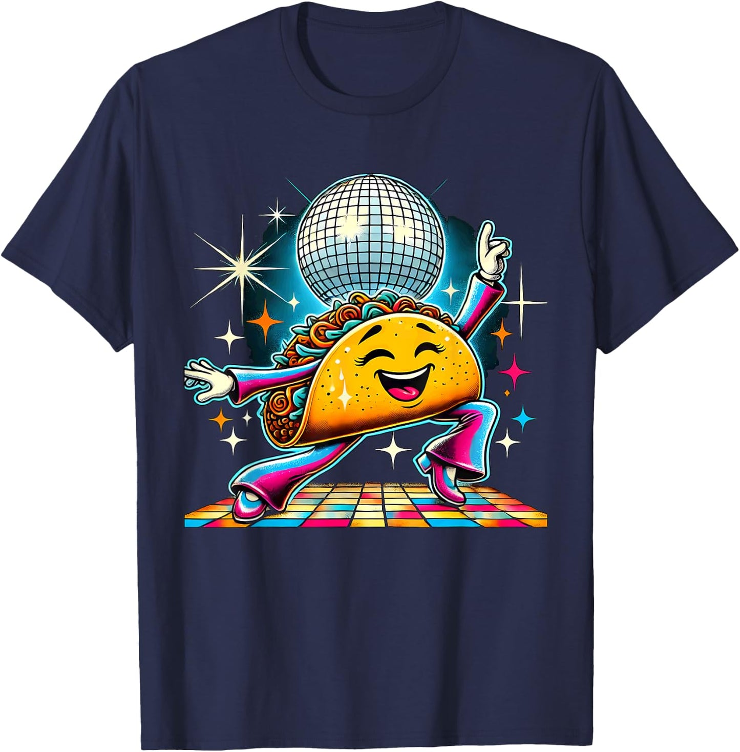Aesthetic Taco Disco T-Shirt - T-Shirt | Navy