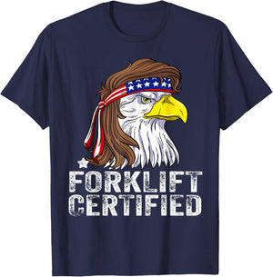 Forklift Certified meme Eagle Mullet USA Fork Lift Forklift T-Shirt - T-Shirt | Navy