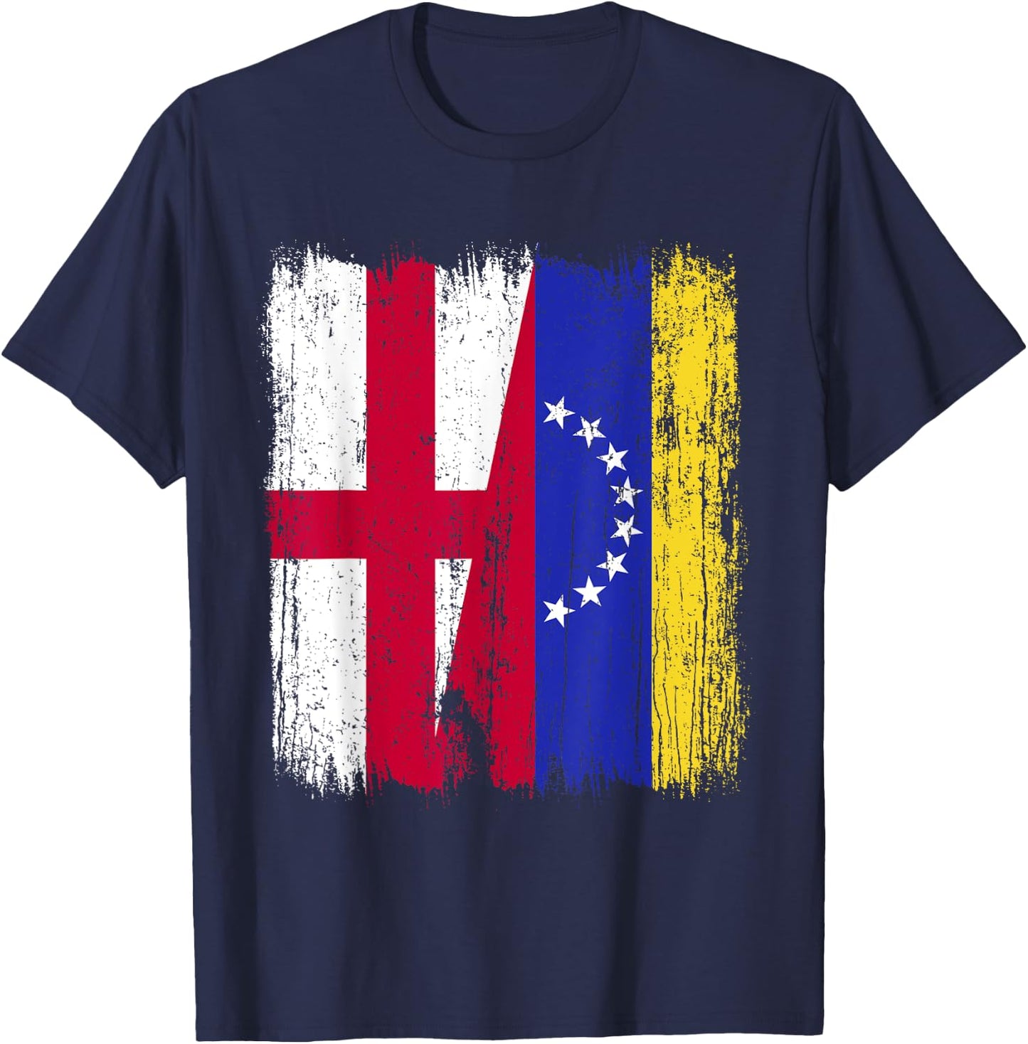 England Venezuela Half Flag English Venezuelan Jersey T-Shirt - T-Shirt | Navy