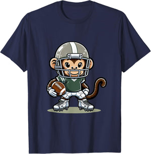 Cute American Football Player Monkey T-Shirt - T-Shirt | Navy