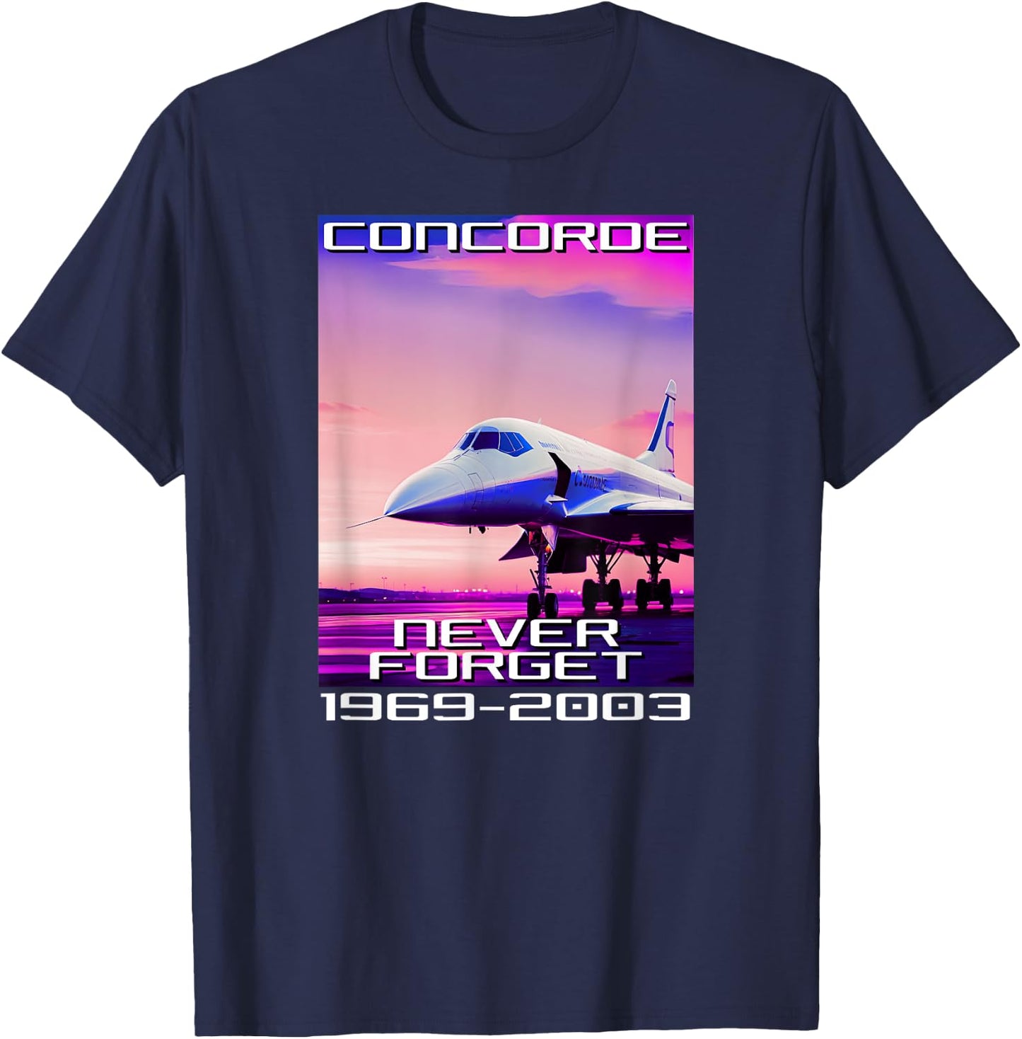 Concorde Never Forget Synthwave Retro T-Shirt - T-Shirt | Navy