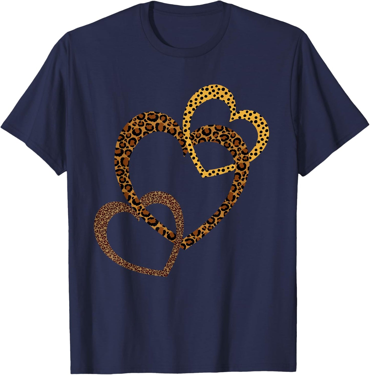 Hearts Love Leopard Cheetah Shirt Women's Animal Print Hard T-Shirt - T-Shirt | Navy