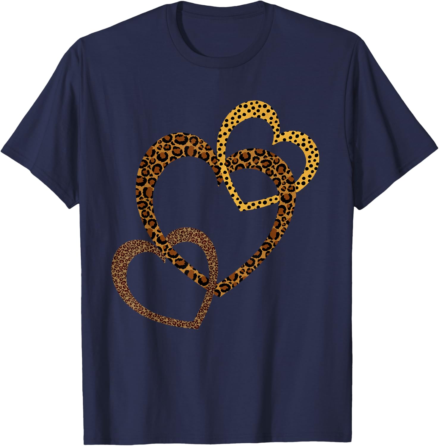 Hearts Love Leopard Cheetah Shirt Women's Animal Print Hard T-Shirt - T-Shirt | Navy