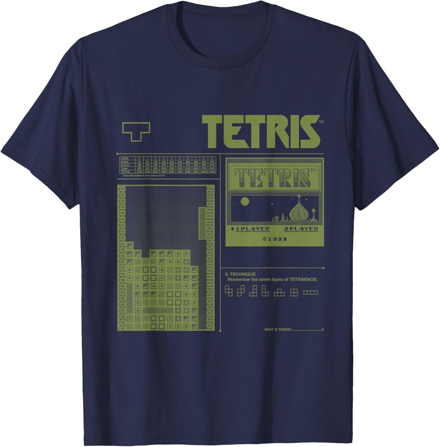 Tetris 8-Bit Modern T-Shirt - T-Shirt | Navy