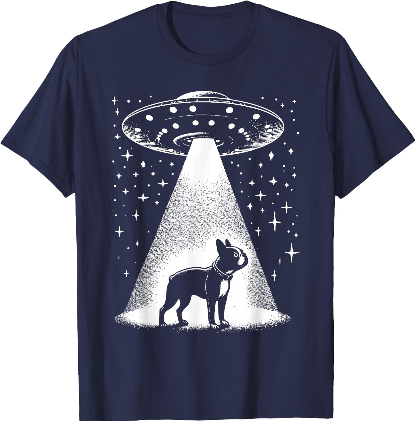 Boston Terrier Mom Dad Dog - Funny Alien UFO Women T-Shirt - T-Shirt | Navy