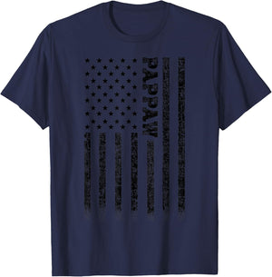 Gifts For Pappaw American Flag - Grey, -Adults, Small, , , Letter Print, Modern, Casual, All Seasons T-Shirt - T-Shirt | Navy