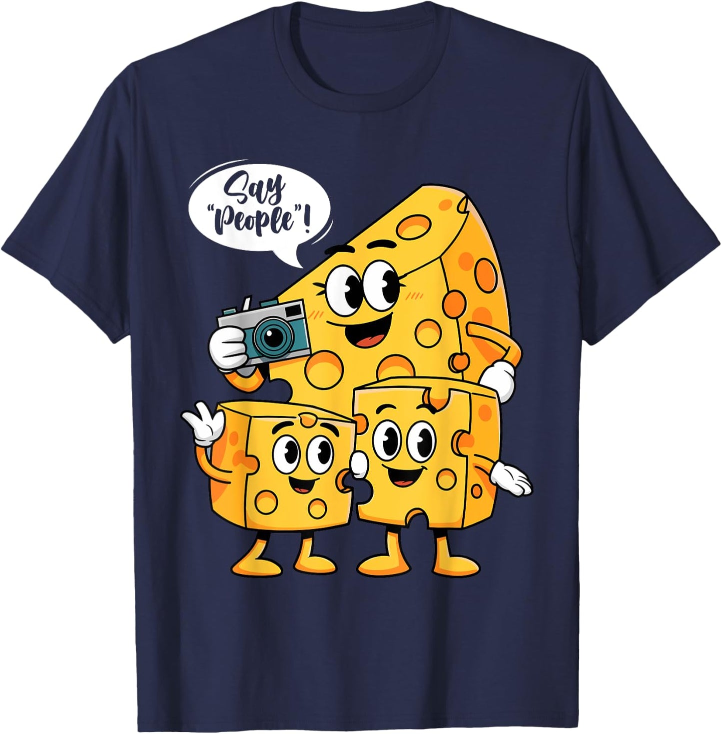 Say People - Cheese Lover Food Dairy Milk Gouda Cheddar Brie T-Shirt - T-Shirt | Navy