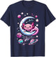 Space Adventure Kawaii Axolotl T-Shirt - T-Shirt | Navy
