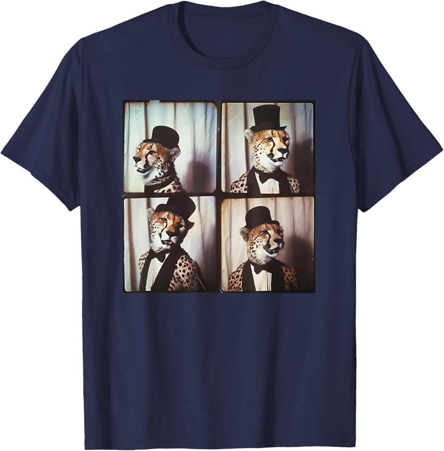 Cheetah In Suit Love Cheetahs Funny Zoo Animal Photobooth T-Shirt - T-Shirt | Navy
