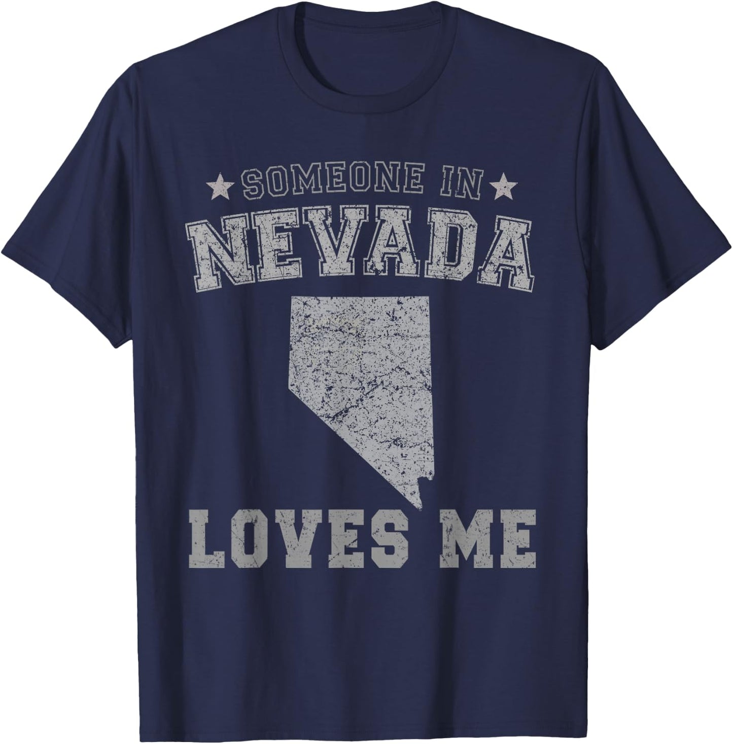 Someone In Nevada Loves Me Heart Vintage State T-Shirt - T-Shirt | Navy