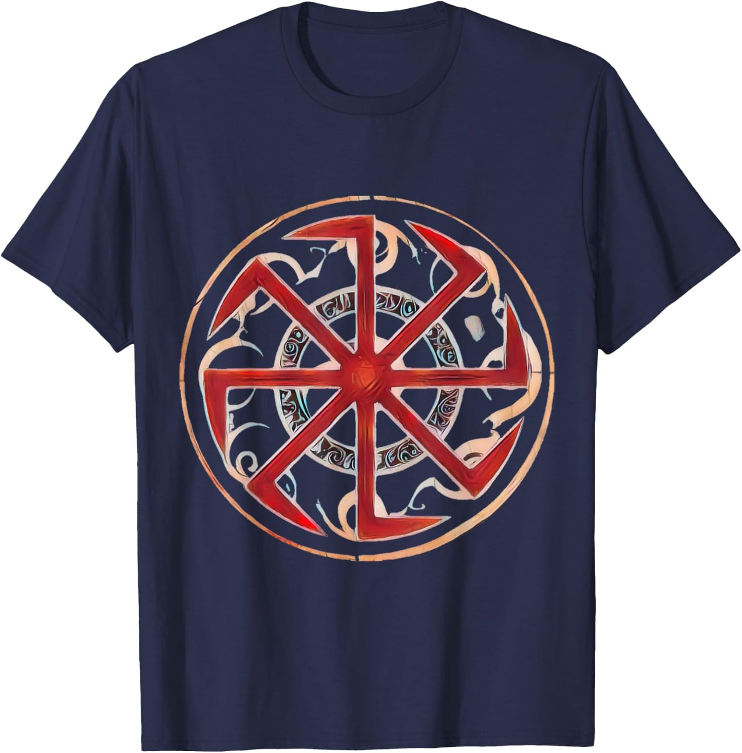 Kolovrat Slavic Protective Rune T-Shirt - T-Shirt | Navy
