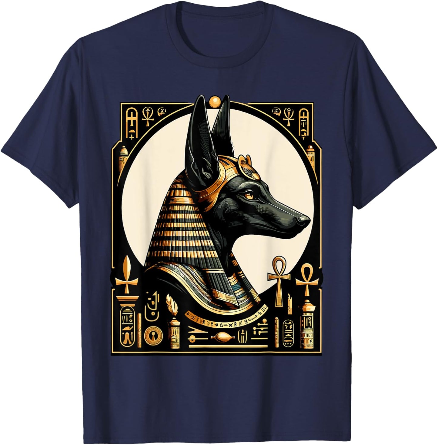 Streetwear 80s 90s Egypt retro Egyptian God Anubis T-Shirt - T-Shirt | Navy