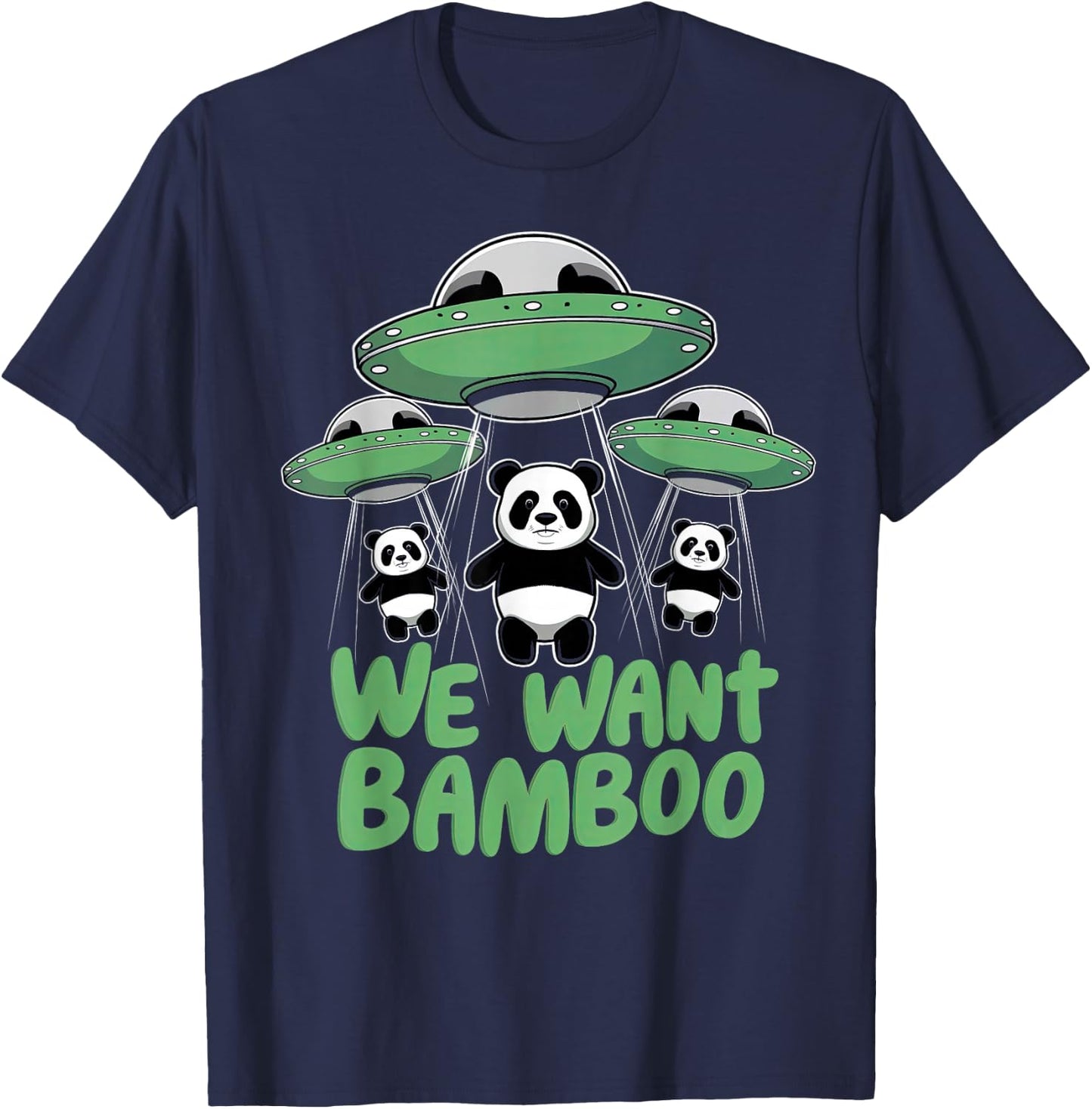 We Want Bamboo UFO Panda Alien Space Pandas T-Shirt - T-Shirt | Navy