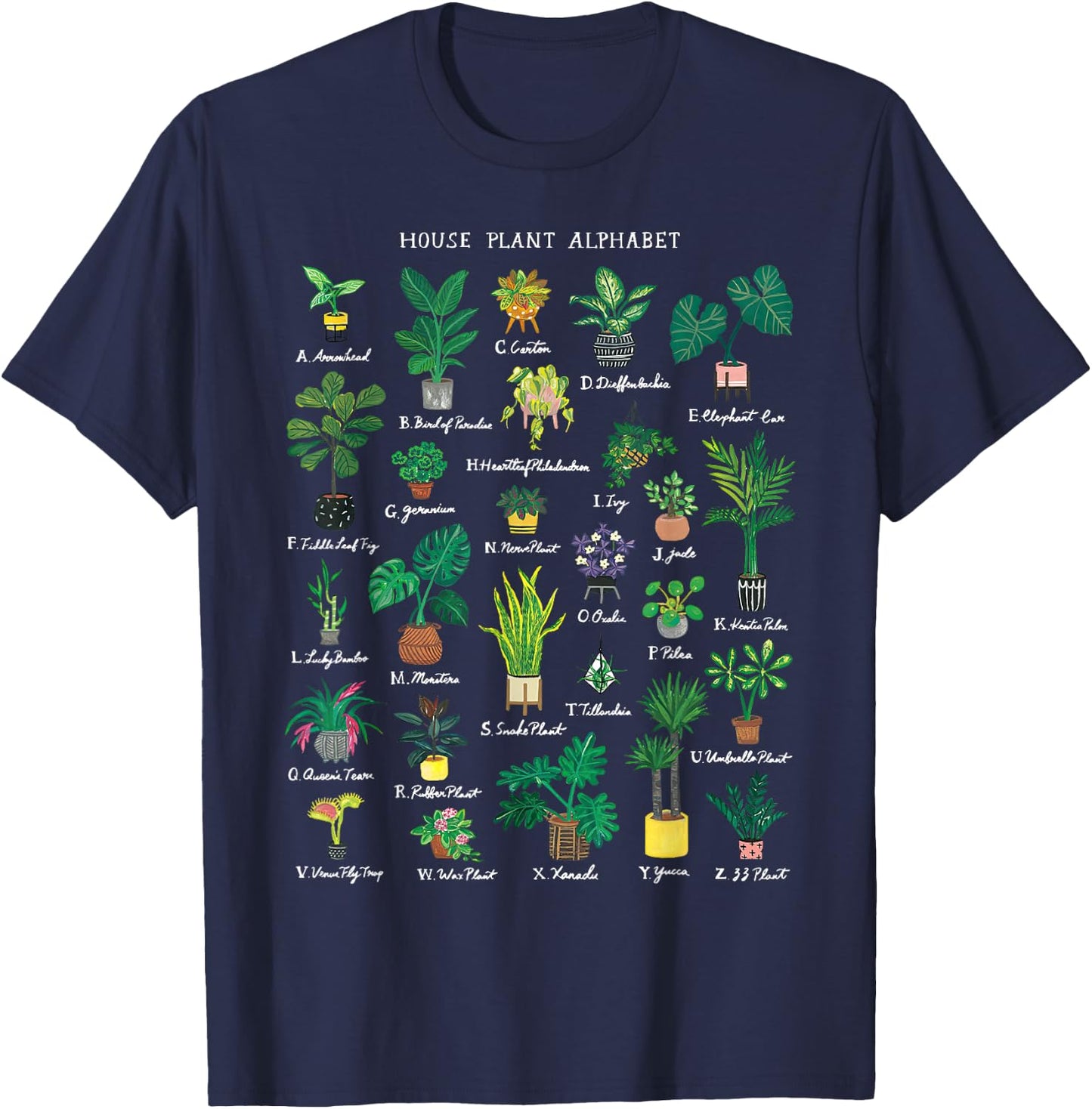Plant Alphabet Gardener Gardening Plant Lover Women Men T-Shirt - T-Shirt | Navy