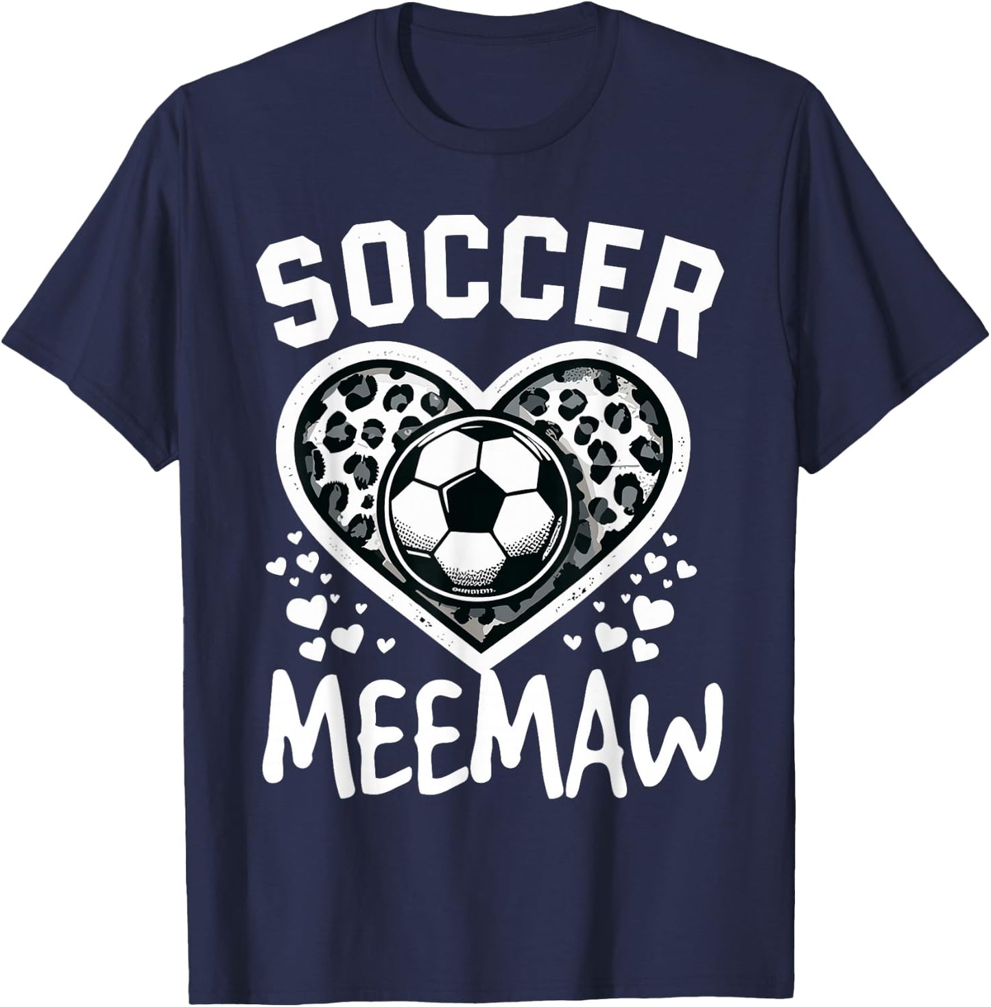 Soccer Meemaw Leopard Heart Meemaw Soccer Player T-Shirt - T-Shirt | Navy
