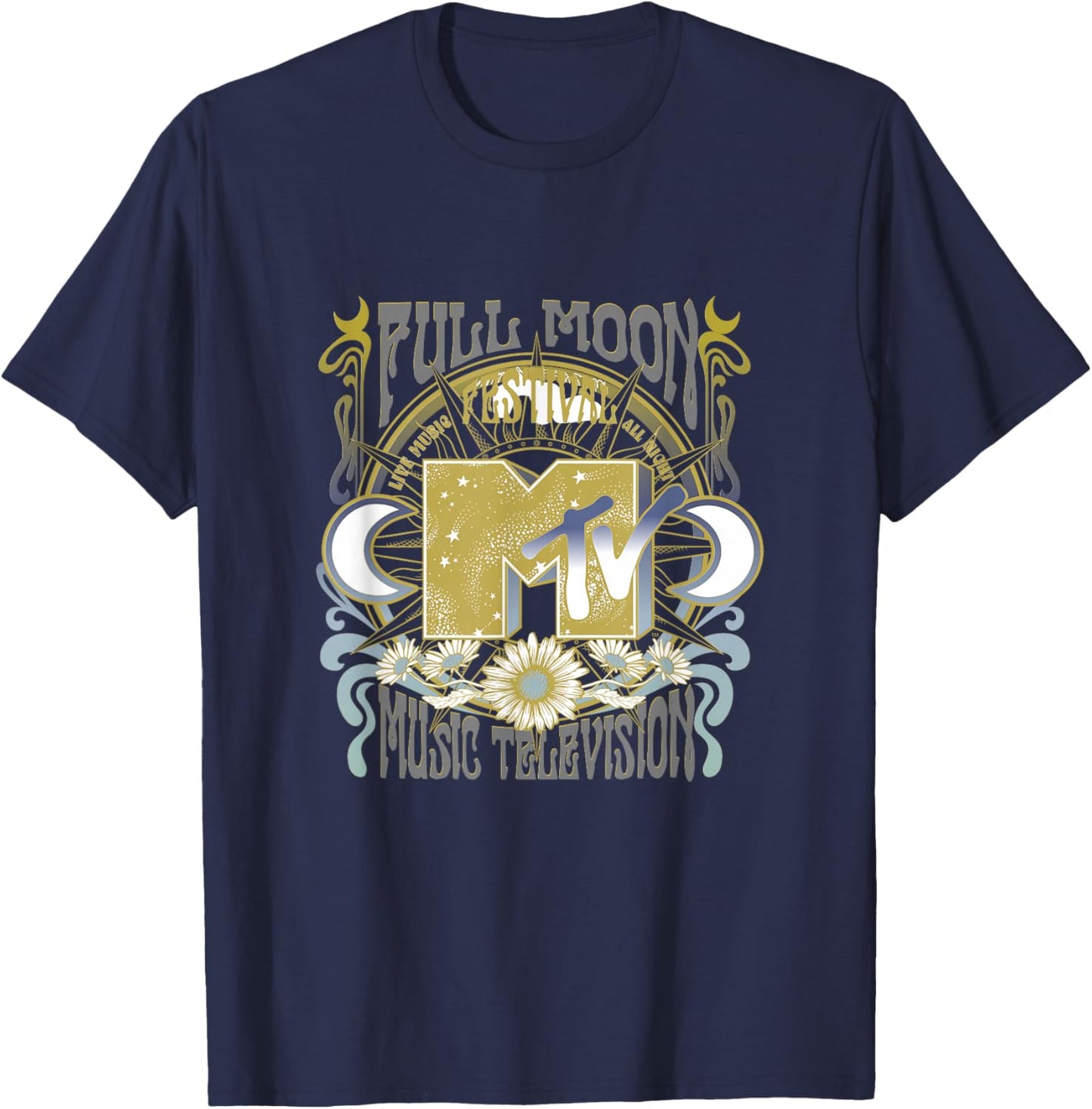 MTV Full Moon Festival Celestial Floral T-Shirt - T-Shirt | Navy