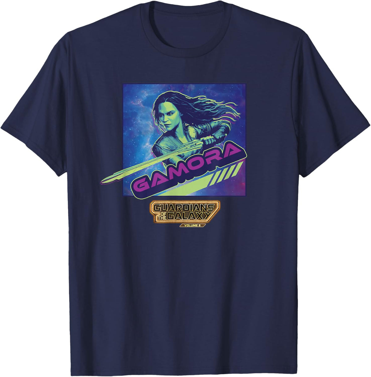 Marvel Guardians of the Galaxy Vol. 3 Vintage Cosmic Gamora T-Shirt - T-Shirt | Navy