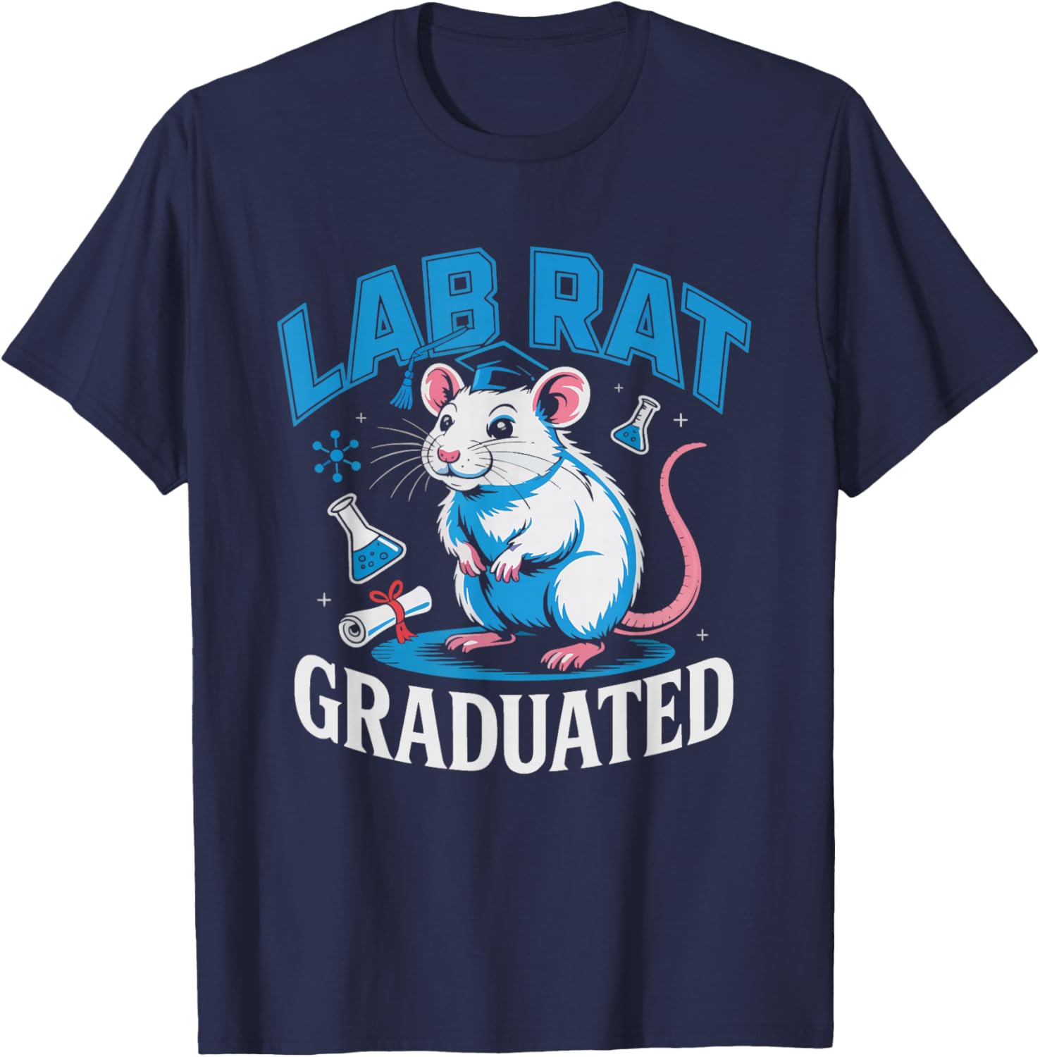 PHD Graduate Scientist Lab Flask Beaker Doctoral Academic T-Shirt - T-Shirt | Navy