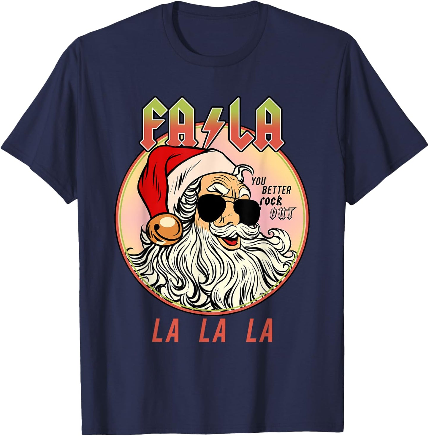 Rockstar Santa Clause Holiday Jingle Bell Rock and Roll T-Shirt - T-Shirt | Navy