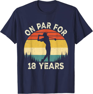 Funny 18th Birthday Golf Golfer 18 Year Old Golf Birthday T-Shirt - T-Shirt | Navy