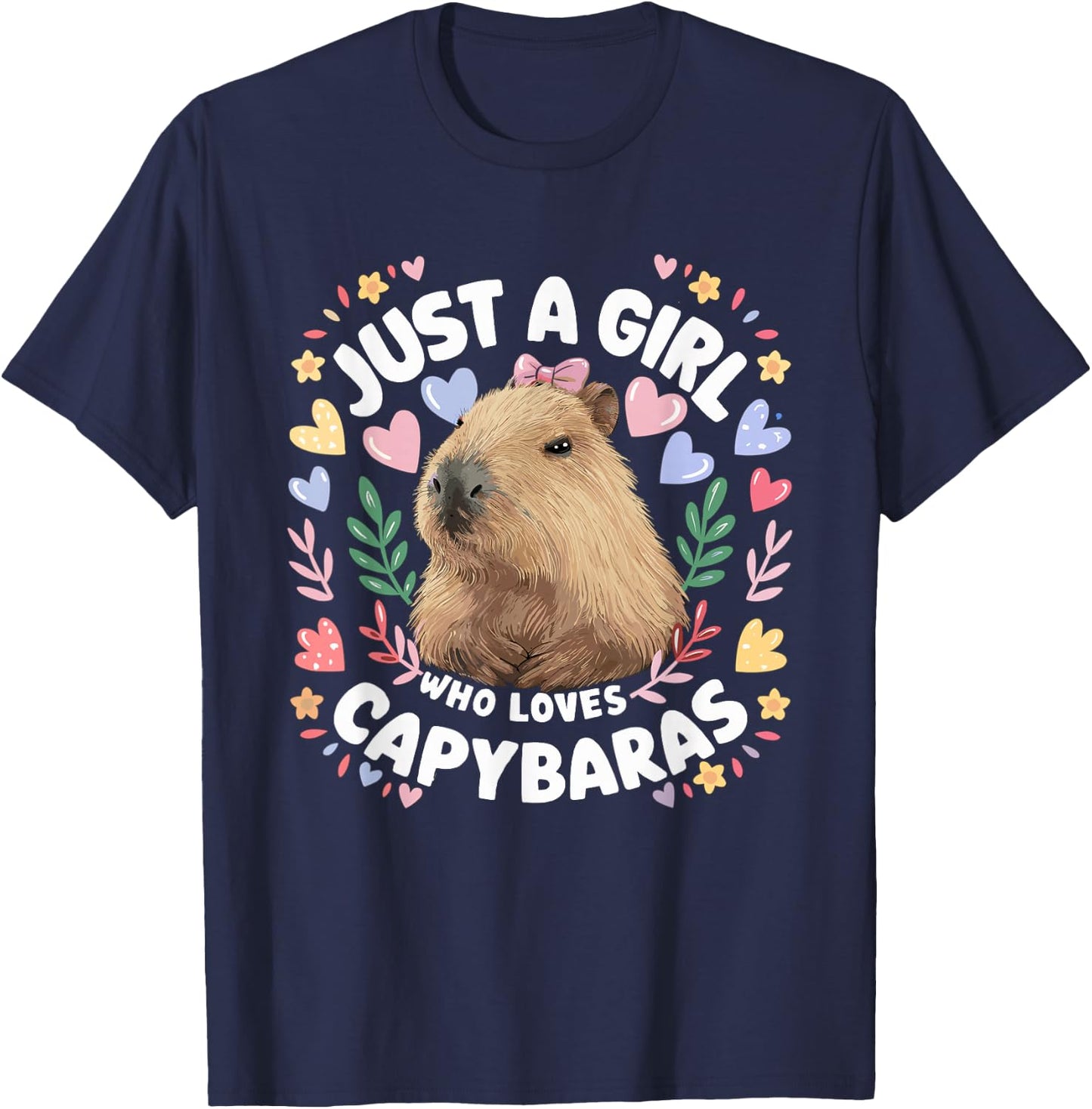 Just a Girl Who Loves Capybaras Cute Capybara Lover Rodent T-Shirt - T-Shirt | Navy