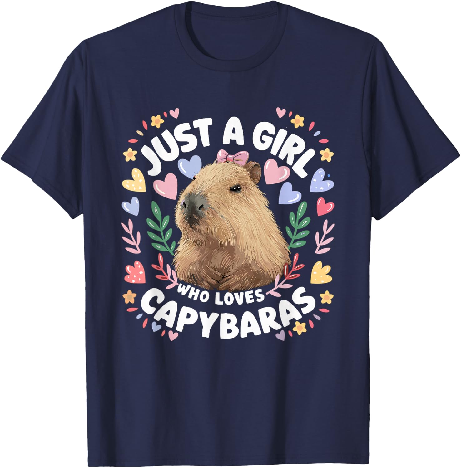 Just a Girl Who Loves Capybaras Cute Capybara Lover Rodent T-Shirt - T-Shirt | Navy