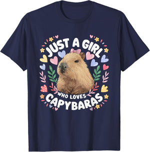 Just a Girl Who Loves Capybaras Cute Capybara Lover Rodent T-Shirt - T-Shirt | Navy