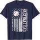 Baseball Dad American Flag Patriotic Father's Day USA Flag T-Shirt - T-Shirt | Navy