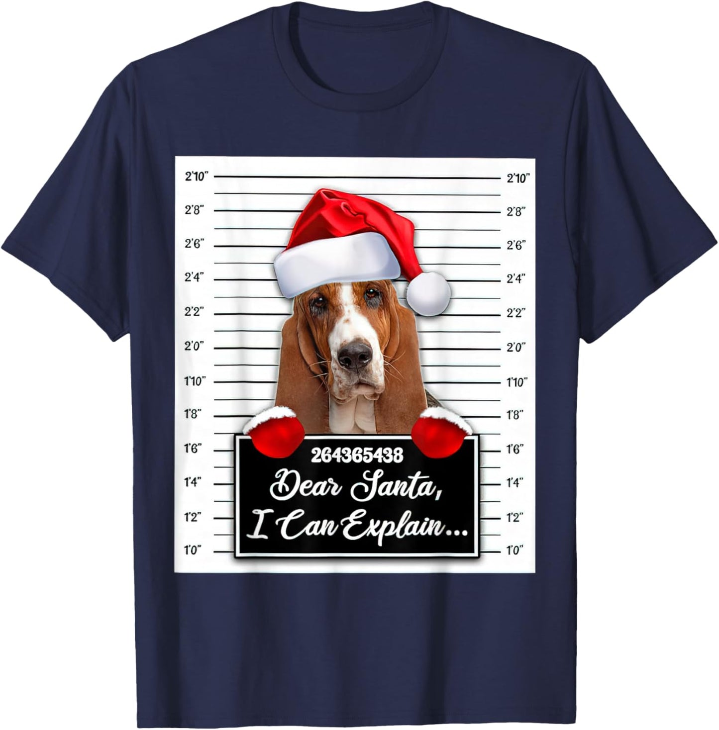 Basset Hound Xmas Dear Santa I Can Explain Funny Christmas T-Shirt - T-Shirt | Navy