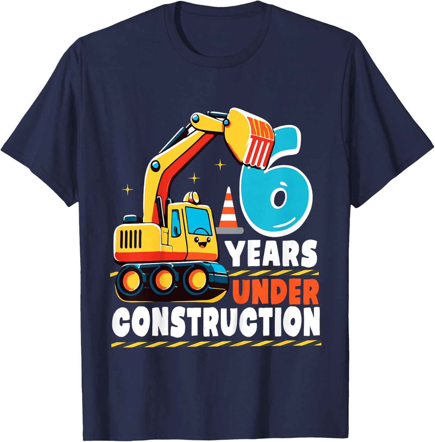 Kids 6 Years Under Construction Boy Six Year Old 6th Birthday T-Shirt - T-Shirt | Navy