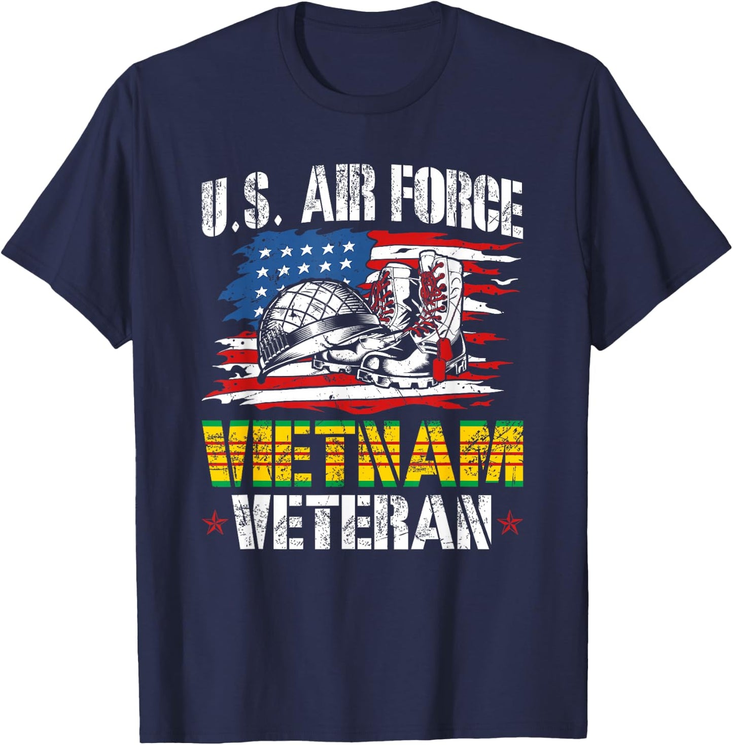 Vietnam Veteran US Air Force US Flag T-Shirt - T-Shirt | Navy
