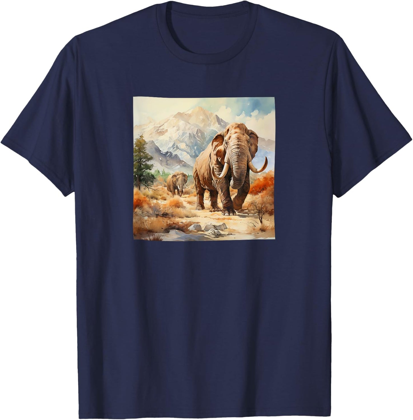 Mammoth Watercolor Mountains Graphic T-Shirt - T-Shirt | Navy