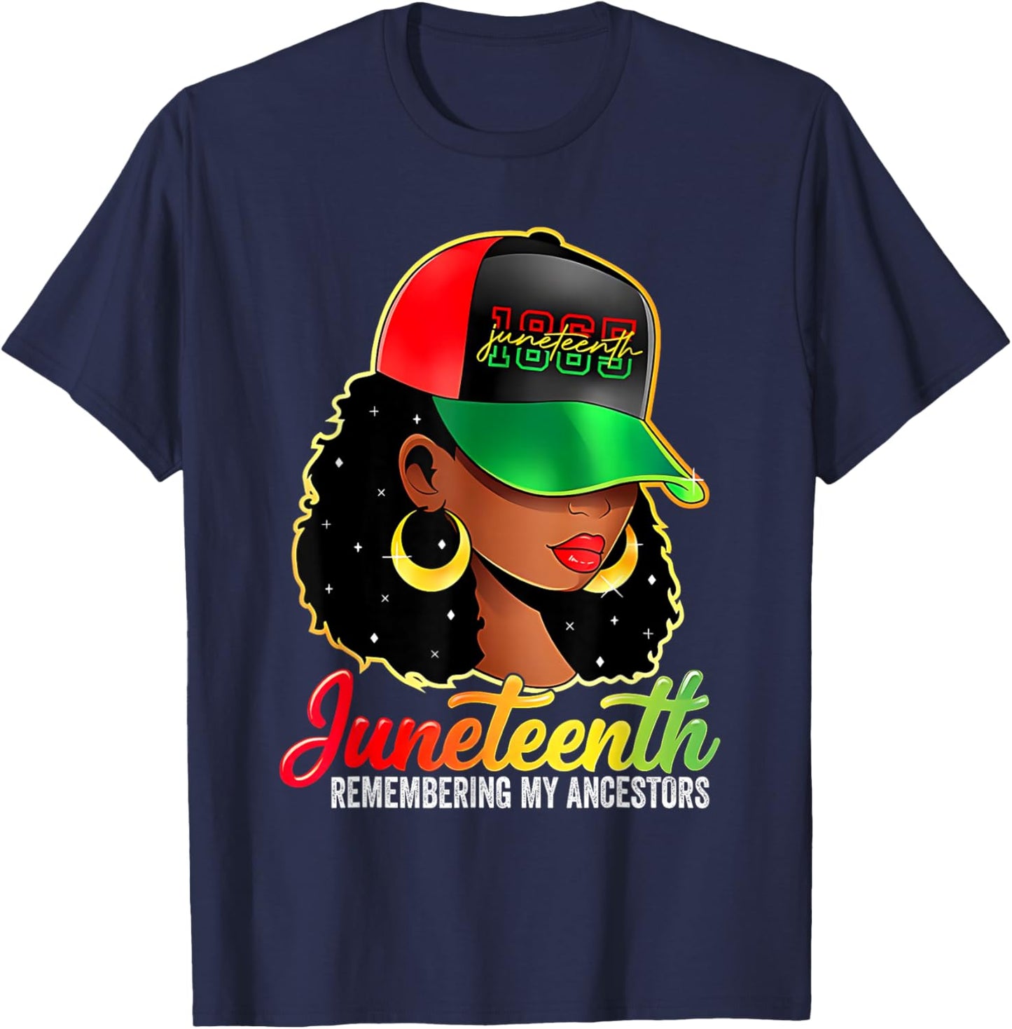Juneteenth Remembering My Ancestors Black Women Juneteenth T-Shirt - T-Shirt | Navy
