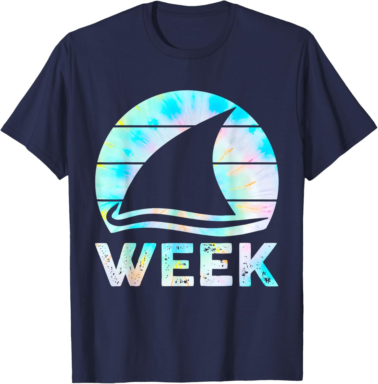 2025 Week Retro Shark Fin Lover Sea Ocean Animal Summer Trip T-Shirt - T-Shirt | Navy