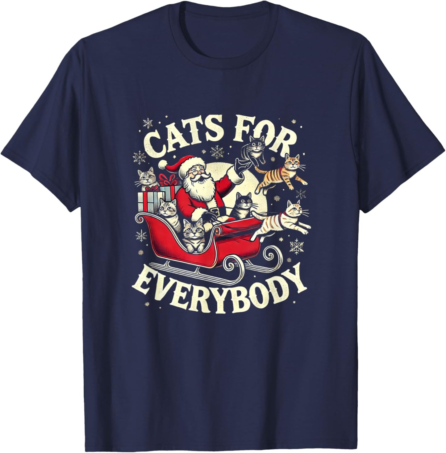 Santa Cat Lover Christmas Cats T-Shirt - T-Shirt | Navy