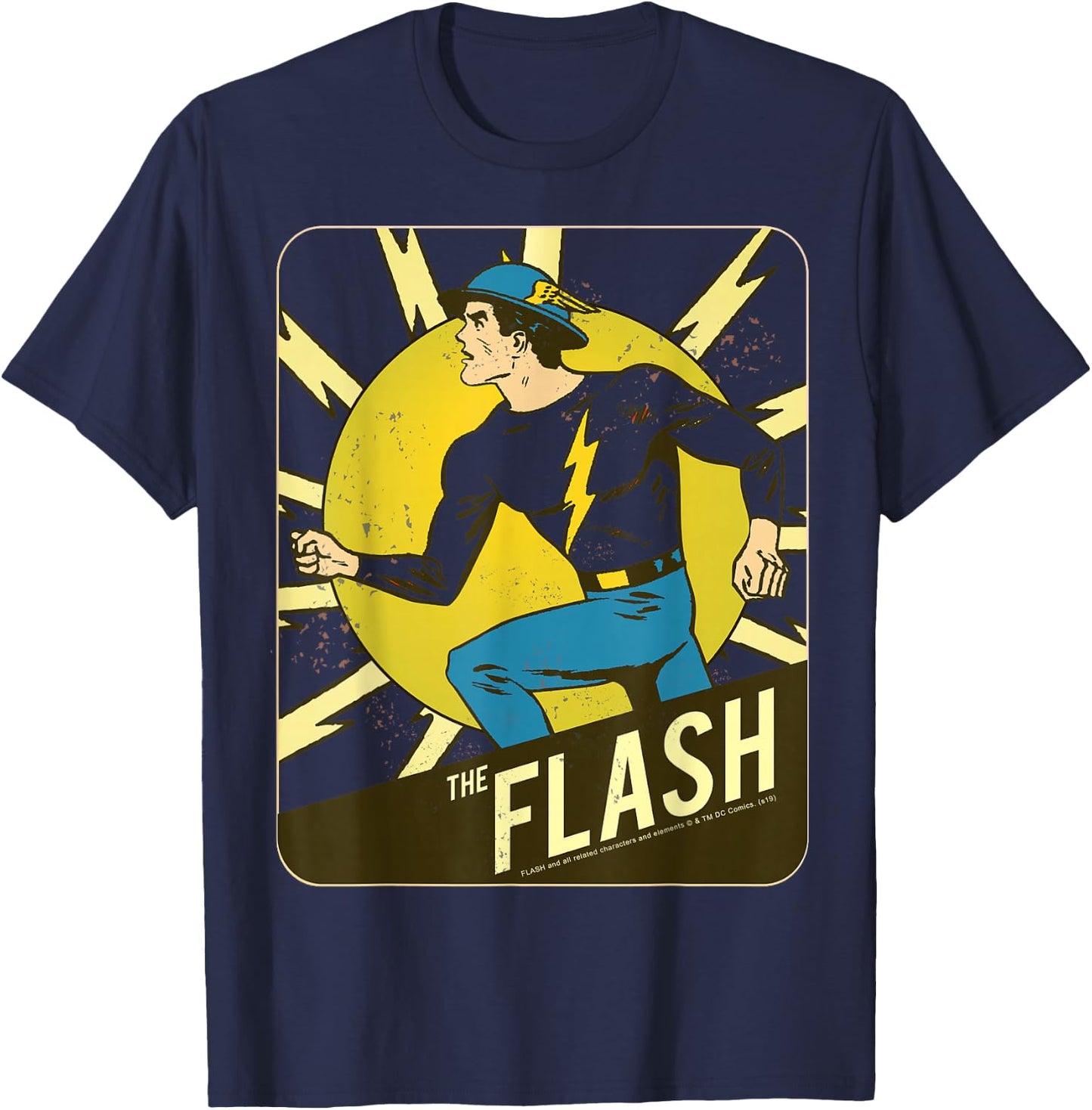 DC Comics The Flash Card Vintage Poster T-Shirt - T-Shirt | Navy