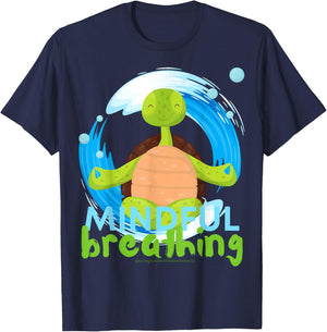 Zen Meditating Sea Turtle Loves Kindness Breath Mindfulness T-Shirt - T-Shirt | Navy
